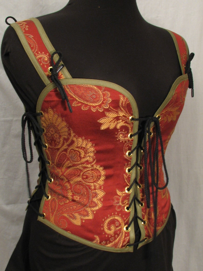 redtap53 Odd Bodkin Venus Bodice in Brick /& Gold Leaf Made to Order