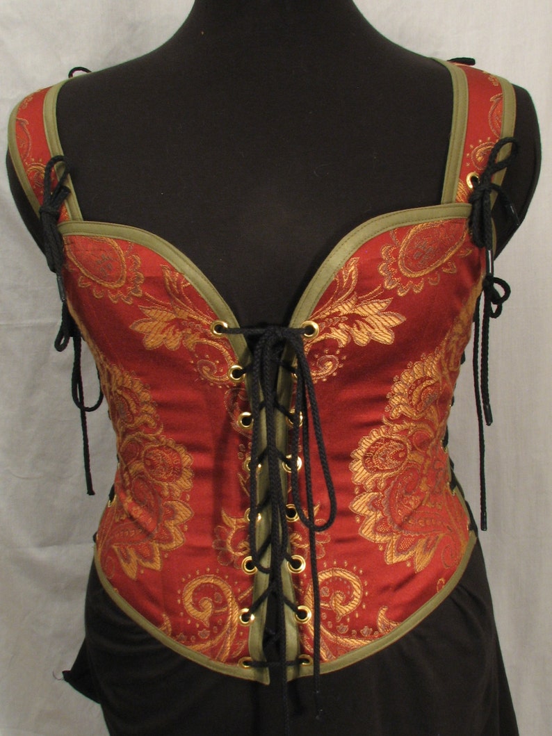 redtap53 Odd Bodkin Venus Bodice in Brick /& Gold Leaf Made to Order
