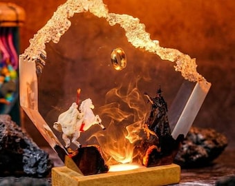 LOTR Resin Lamp – Handmade Lord of the Rings Diorama Light, The One Ring Scene Night Lamp, Fantasy Decor & Gift for Tolkien Fans