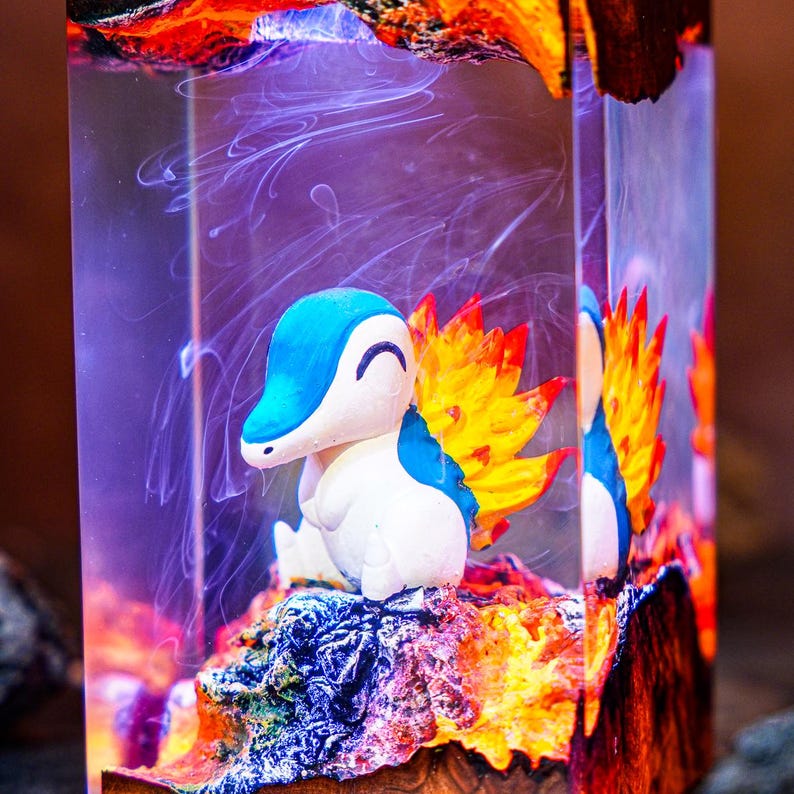 Fire Dragon Resin Lamp – Handmade Lava-themed LED Night Light, Fantasy ...