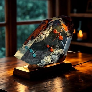 Dragon Resin Lamp – LED Light with Glowing Dragon Flight Scene | Handcrafted Fantasy Decor | Dragon Lovers Night Light | Dragon Room Decor