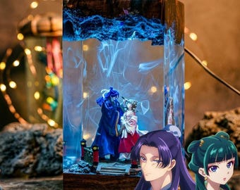 Mao Mao Jinshi Inspired Resin Lamp | Handcrafted Wood Epoxy Night Light, Anime Desk, Unique Gift for Fans
