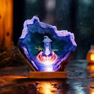 Ran..ni the Witch Resin Lamp – 3ld3n R1ng Inspired Night Light | Handcrafted LED Diorama | Fantasy Gamer Decor | Unique Gaming Gift
