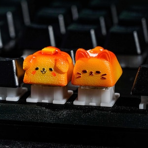 BUY 3 GET 1 Orange Cat With Food Keycaps, Cute Dog Keycap, Mechanical Keyboard Keycaps, Lovely Gifts For Girl friend, Christmas Gifts
