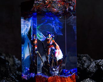 Levi vs Zeke Monster Titan AOT Resin Lamp, Anime Night Light, Gift For Fan