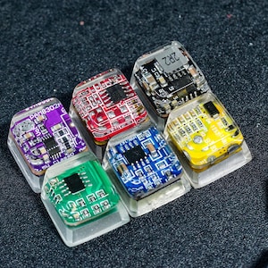 BUY 3 GET 1 Recycled Circuit Board Keycap, Eco-Friendly Artisan Resin Keycap for MX Cherry Mechanical Keyboards, Transparent  Keycap