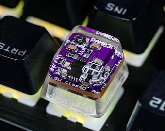BUY 3 GET 1 Purple Recycled Circuit Board Keycap, Eco-Friendly Artisan Resin Keycap for MX Cherry Mechanical Keyboards, Transparent Keycap