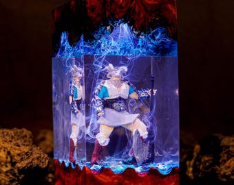 Raider E|d.3n Ring Resin Lamp, Nightreign Diorama Night Light, Dark Fantasy Epoxy Wood Lamp, Handmade Gamer Room Decor