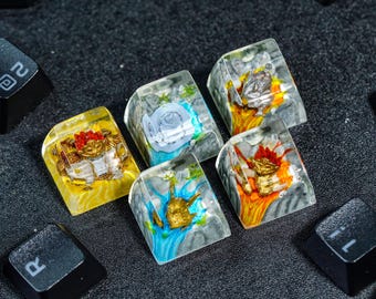 BUY 3 GET 1 Elden Ring Tarnished Helmet Keycap Set, Artisan Resin Keycap for Mechanical Keyboards, Perfect Gift for Gamers
