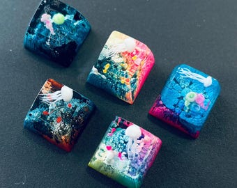 BUY 3 GET 1 Jellyfish Keycaps, Jellyfish Resin Keycap, Mechanical Keyboard Keycaps, Marine Biologist Gifts, Christmas Gifts