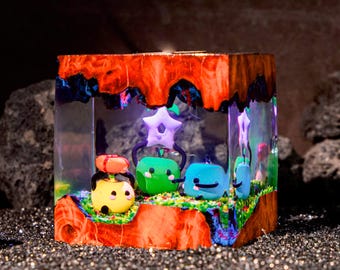 Stardew Valley Junimo Stardrop Resin Lamp | Handmade Gaming Desk Decor | Gift For Gamers | Night Light Diorama