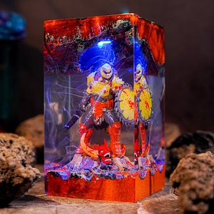 Doom Guy Resin Lamp – Handmade Gamer LED Night Light | Doom Slayer Resin Art Lamp | Gaming Desk Decor Gift for FPS Fans