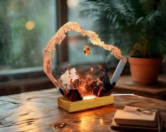 LOTR Resin Lamp – Handmade Lord of the Rings Diorama Light, The One Ring Scene Night Lamp, Fantasy Decor & Gift for Tolkien Fans