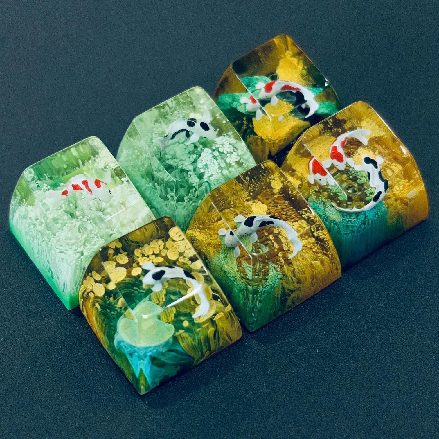 BUY 3 GET 1  Koi Keycaps, Koi Artisan Keycaps For Mechanical Keyboard, Japanese Koi Keycaps for Gaming Keyboards, Koi fish Keycaps
