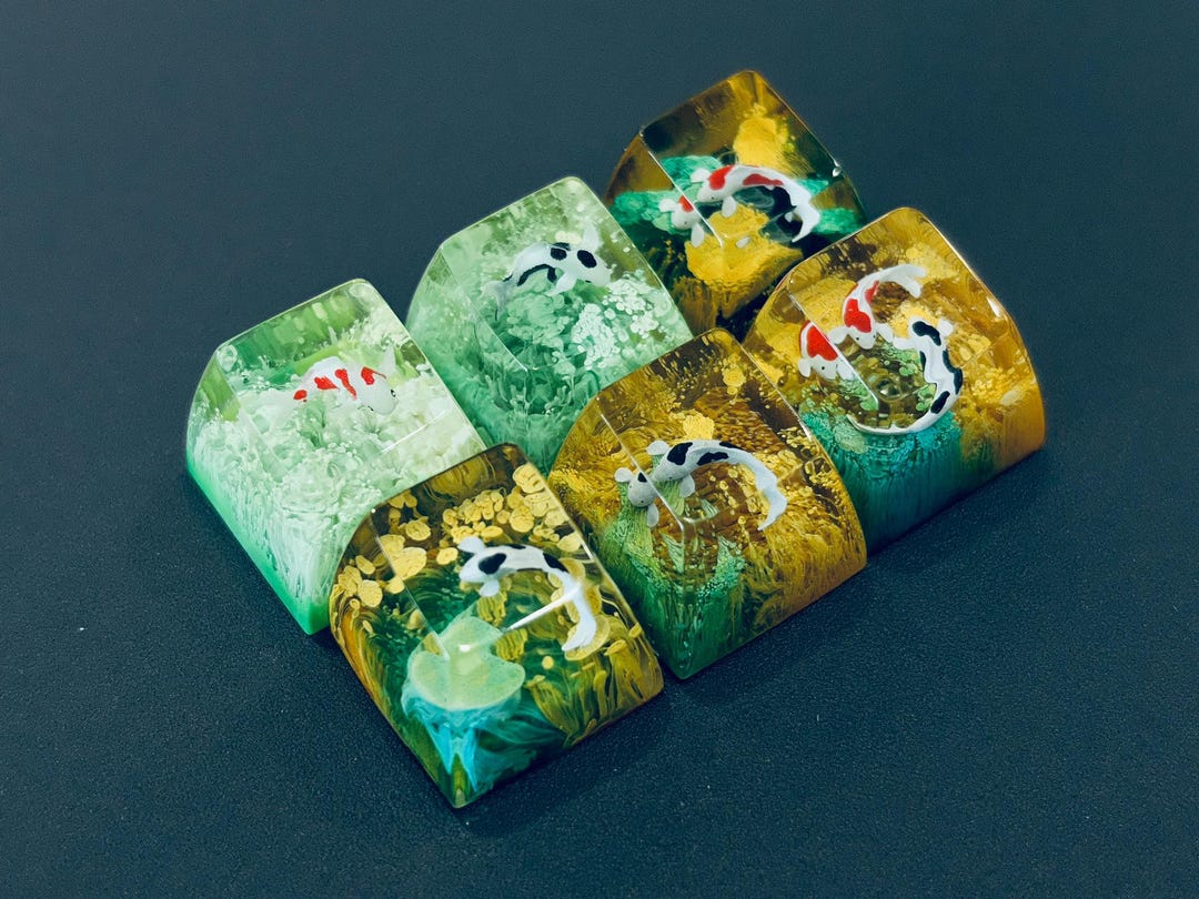 Red Koi Keycaps, Koi Artisan Keycaps for Mechanical Keyboard, Japanese ...