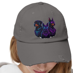 Cute Dog Dad Hat - Distressed Vintage Baseball Cap, Adjustable Pet Lover Hat, Funny Animal Embroidered Cap, Unisex Casual Dog Gift