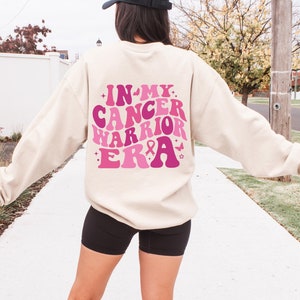 Moletom de conscientização sobre o câncer de mama, camiseta da Era do Guerreiro do Câncer, suéter de outubro, Guerreiro do Câncer, moletom rosa, presente de apoio ao câncer