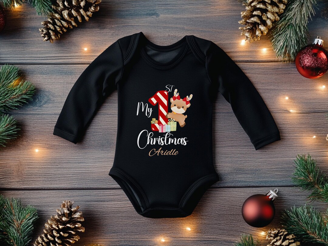 Baby Christmas Tree Embroidered Pattern Long Sleeve Fleece Winter bodysuit