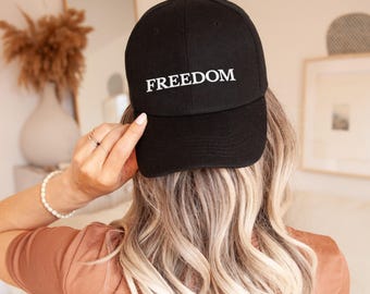 Embroidered FREEDOM Dad Cap, Patriotic Hat for Him or Her, Charlie Kirk Tribute Hat, Turning Point, USA Hat, Conservative Gift