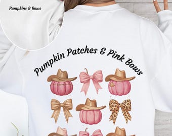 Pumpkins and Bows Sweatshirt, Coquette Style Sweater, Western Coquette Style, Pumpkin Patch Shirt, Gift for Her, Fall Sweatshirt, Autumn