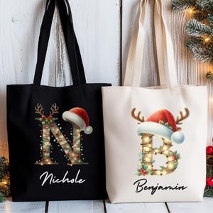 Personalized Christmas Bag, Christmas Gift Tote Bag, Christmas Party Bags, Christmas Stocking Stuffers Tote, Christmas Gift Bag,Holiday Gift