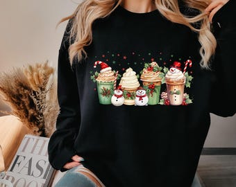 Christmas Coffee Sweatshirt, Christmas Sweater, Coffee Lover, Hot Chocolate Season, Christmas Sweatshirt, Christmas Gift