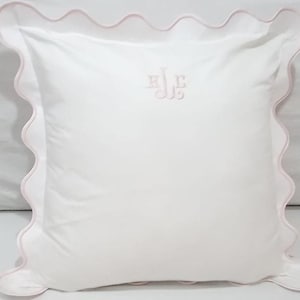 Gepersonaliseerd monogram geschulpt borduurwerk Euro Sham 400 thread count witte katoensatijn Hotel Stitch Euro Sham