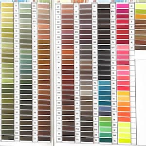 May include: A color chart with rows of thread samples in various colors. The chart is labeled with numbers from 24 to 31. Each row has a number and a letter code.