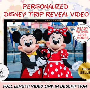 Message vidéo surprise personnalisé Disneyland, message personnalisé de Mickey, Minnie, révélation voyage magique, révélation vidéo voyage surprise