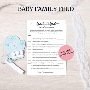 Baby Family Feud Game Baby Shower Family Feud Gender Neutral Boy Girl Baby Shower Game Digital Download Fun Baby Shower Minimalist Game
