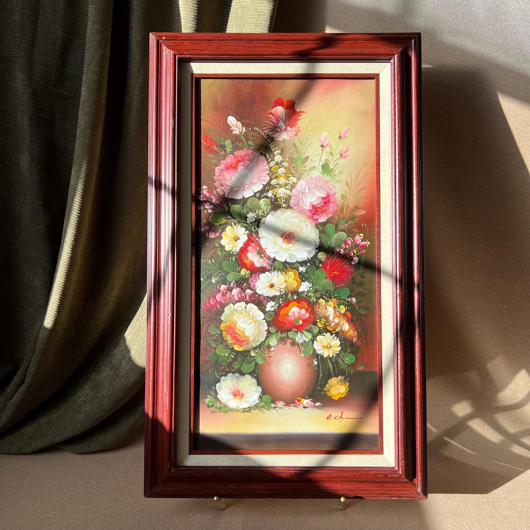 Floral Still Life Signed Framed Original Oil on Canvas Painting - Etsy