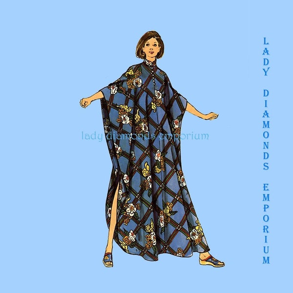 1970's Loose-Fitting Full Length Pullover Caftan Womens size Small 8 10 Bust 31 1/2 to 32 1/2 Vintage Sewing Pattern Butterick 6870 Uncut FF
