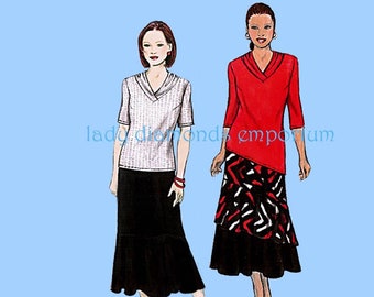 Womens Tunic Top T-shirt & Reversible Long Straight Skirt with Pockets XS to XXXL Perfect Pair Travelwear Pattern Saf-T-Pockets 2008 Uncut