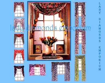 1990’s Easy Curtains Drapes Swag Valance Jabots Design Your Own Window Treatments Home Decor Sewing Pattern Simplicity 9105 Uncut