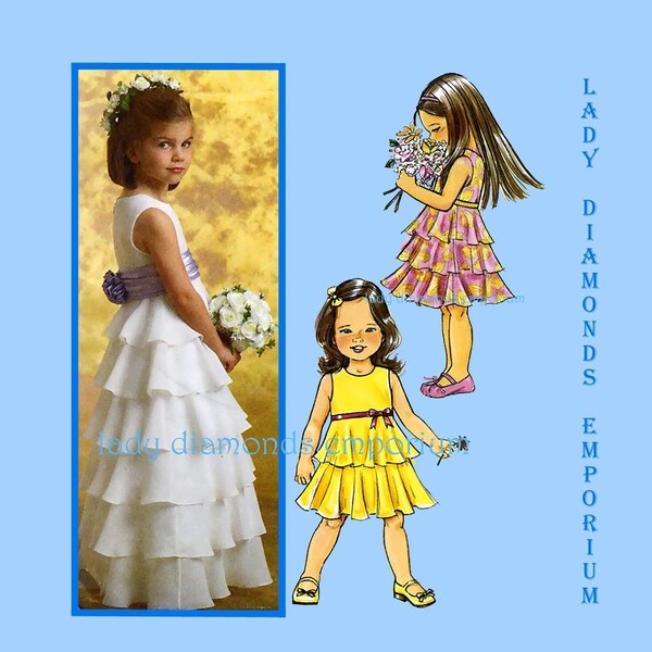Butterick B4967 filles facile niveaux robe enfant taille 6 7 8 robe de Occasion spéciale mariage fille fleur patron de couture non-coupe FF