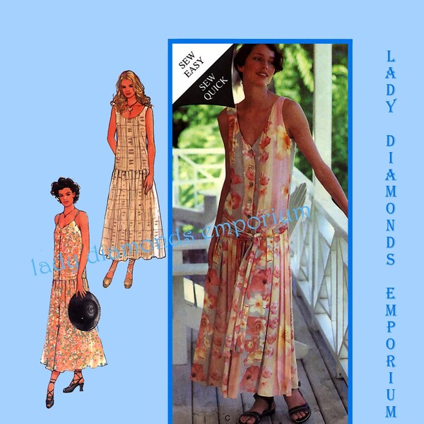 Art-2470 Frauen Maxi sank Taille Flapper Kleid Sommerkleid Größe 6-8-10-12-14-16 Vintage 90 Nähen Muster Uncut FF