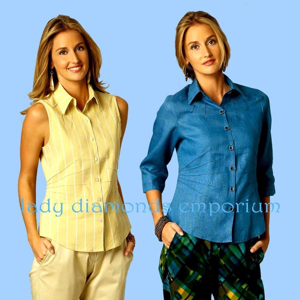 Easy Tops Shirt Blouse Radiating Star Burst Pin-Tucks Womens size 16 18 20 22 24 Katherine Tilton Sewing Pattern Butterick 6026 Uncut FF
