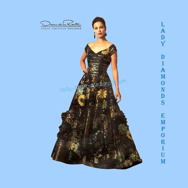 Vogue V2928 Oscar de la Renta Full Length Evening Gown Off Shoulder Dress Womens size 16 18 20 Plus Size Sewing Pattern 2928 Uncut FF