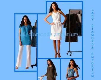 Women Straight A-line Dress Tunic Top Pants Belt Halter Dress size 6 8 10 12 14 Sew Stylish Sewing Pattern Simplicity 2925 Uncut