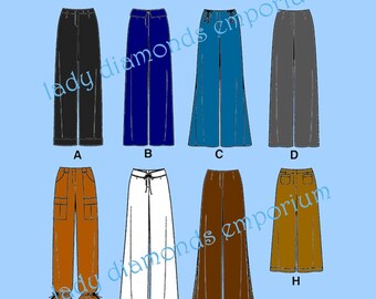 Eight Great Pants in One Pattern Straight & Wide Leg Gauchos Flared Bellbottom Trousers Womens size 12 14 16 18 Simplicity 2003 Uncut