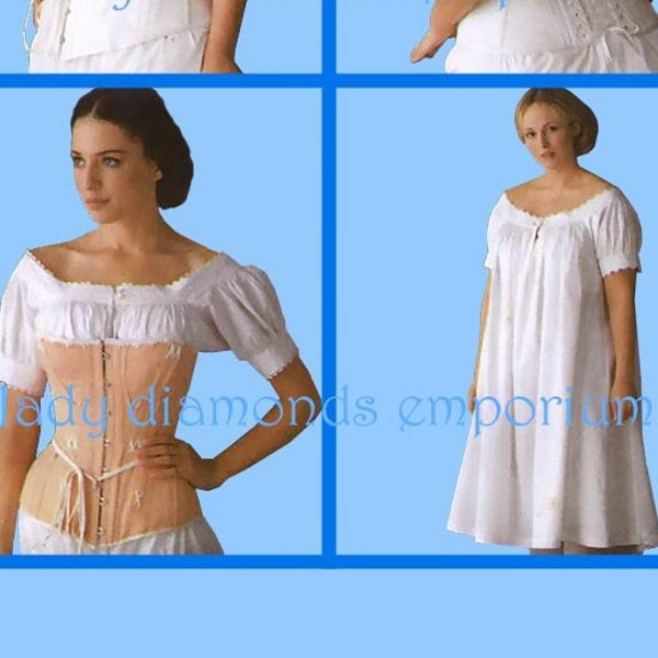 Womens Babydoll Style Chemise & Fitted Corset maat 6 8 10 12 Modehistoricus Martha McCain Burgeroorlog Naaipatroon Eenvoud 7215 Uncut