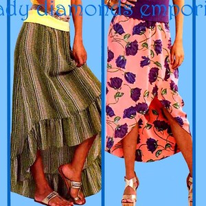 Very Loose-Fitting Pull-on Skirts Shaped Hem Mock Wrap Midi Maxi Boho Hippie Womens XS S M 4 6 8 10 12 14 Sewing Pattern McCalls 6567 Uncut
