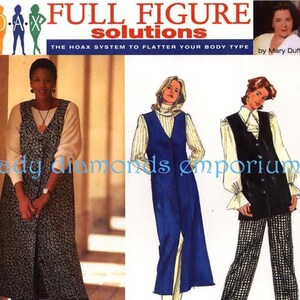 1990’s Simplicity 9123 Dress Jumper Long Vest Duster Pull-on Pants Womens Plus Size 26 28 30 32 Sewing Pattern Uncut