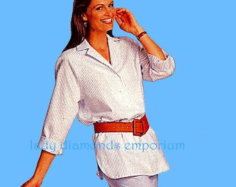 1980’s Butterick 6067 Loose Fit Tunic Top Shirt Long Sleeve Pull-on Tapered Pants Womens sz 20 22 24 Sewing Pattern