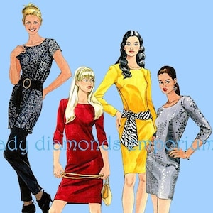 Easy 1 Hour Pullover Straight Dress Sexy Mini Shift Tunic Short or Long Sleeve Womens Plus Size L XL 16 18 20 22 Sewing Pattern McCalls 5519