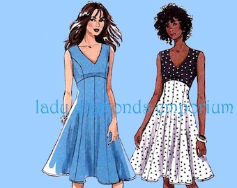 Womens Fitted & Flared Dress Princess Seams Short Sleeve Sleeveless size 6 8 10 12 14 A/B C D Cup Easy Sewing Pattern Butterick 6448 Uncut