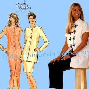 1990's Simplicity 8919 Slim Maxi Dress Tunic Top Pull-on Pants Slim Skirt Womens sz 10 12 14 Sewing Pattern Uncut