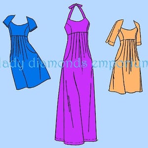 Fitted Flared Raised Waist Dress B-DD Cup Mini Midi Maxi Slim Average or Curvy Fit Womens sz 10 12 14 16 18 Pattern Simplicity 1800 Uncut