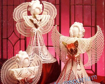 Crochet Angels, Sweet Elegance Angels, Vintage Annies Attic Crochet Pattern Booklet #878602 Christmas or Everyday Decor