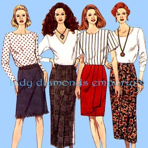 1990’s One Hour Slim Front Wrap Skirt Sarong Mini Midi Maxi Fringe Mini Midi Maxi Womens size 12 14 16 Sewing Pattern Simplicity 8746 Uncut